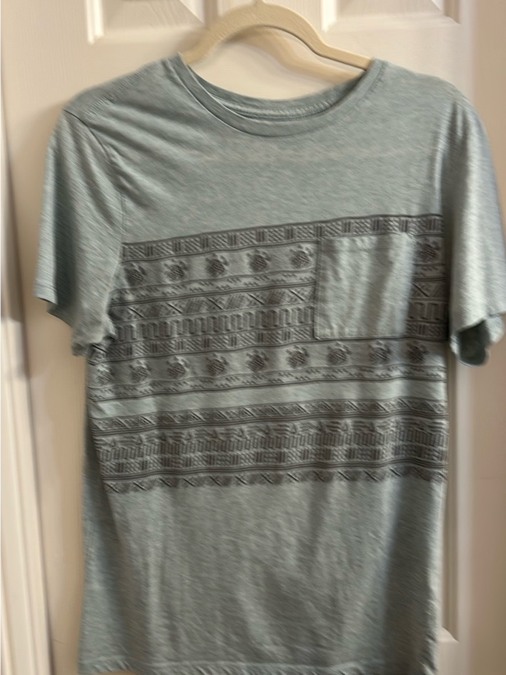 Light Green Turtle Patterned Pocket Tee
